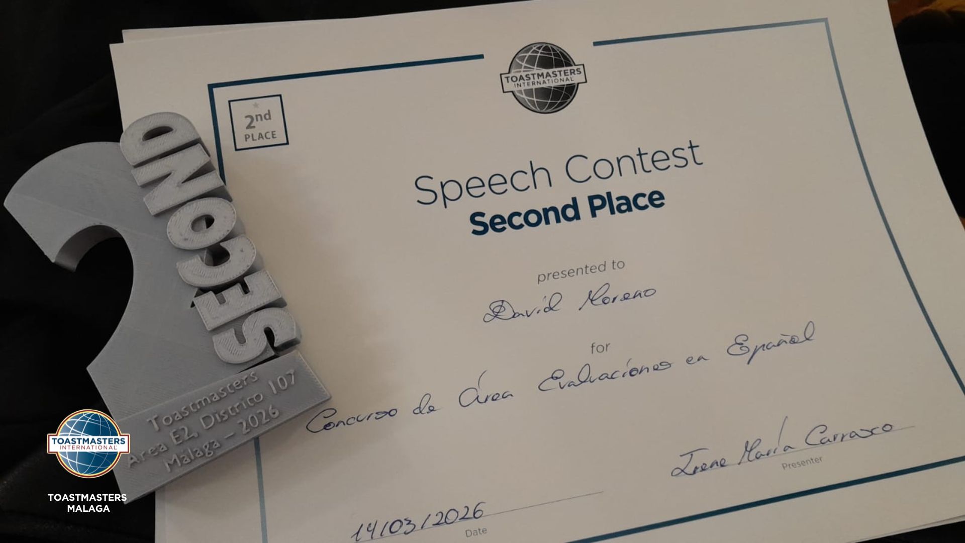 Todo fue un sueño - Crónica de un Concurso de Área en Toastmasters Málaga Por Manuel David Moreno